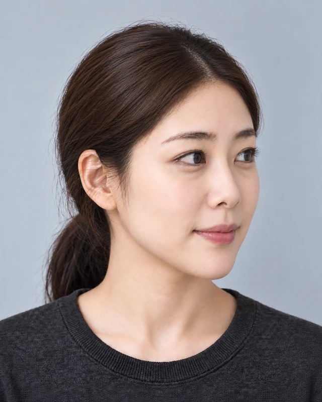 피해주세요: 고개를 옆으로 돌린 사진
